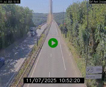 Webcam sur la N165 après le Pont de l'Iroise, à l'entrée de Brest