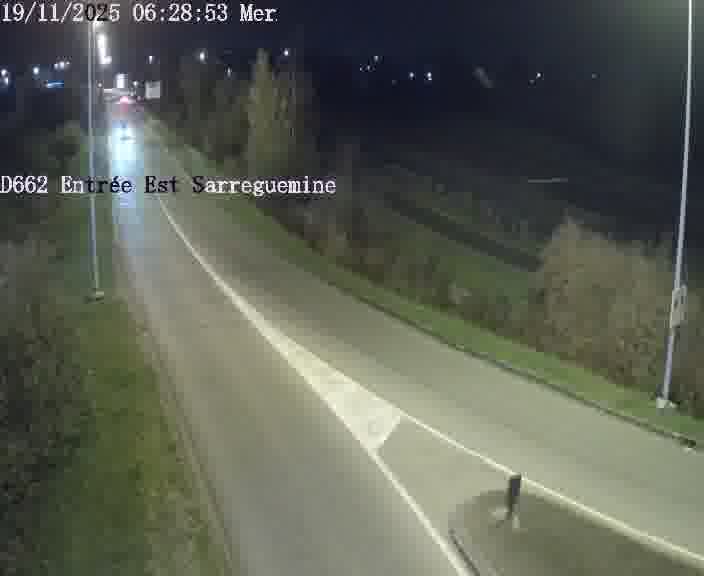 Point de vue trafic déployé sur D662 (France) à Sarreguemines, regardant vers Sarreguemines, aidant conducteurs et services à anticiper les flux.