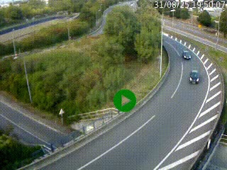 Caméra autoroute à la jonction entre l'A7 et la D301 (Boulevard urbain Sud de Lyon) à Feyzin, au sud de Lyon. Vue orientée vers Mions