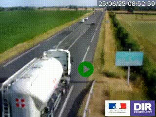 Webcam routière sur la RN7 à hauteur de Toulon-sur-Allier, entre Moulins et Vichy