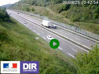 Webcam au niveau du col de Bois Clair à hauteur de Cluny sur la N79. Vue orientée vers Mâcon