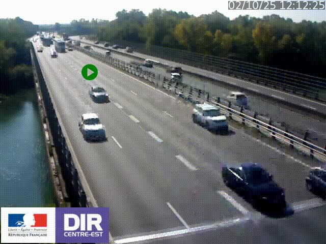 Caméra trafic à la jonction entre l'A46 (Rocade-est de Lyon) et l'A42 à hauteur de Vault-en-Velin en direction de Marseille