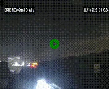 Webcam routière sur N338 à hauteur de Grand-Quevilly en périphérie de Rouen. Vue orientée vers Rouen