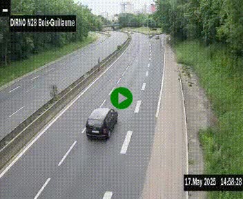 Webcam routière à hauteur de Bois-Guillaume en périphérie de Rouen. Vue orientée vers Rouen