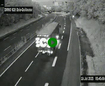 Webcam routière à hauteur de Bois-Guillaume en périphérie de Rouen. Vue orientée vers Rouen