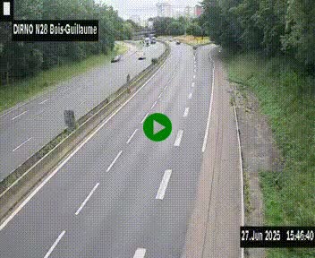 Webcam routière à hauteur de Bois-Guillaume en périphérie de Rouen. Vue orientée vers Rouen
