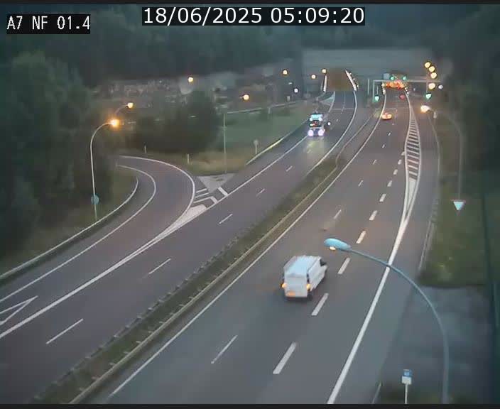 Caméra autoroute Luxembourg A7 - Echangeur Waldhaff - direction Tunnel Stafelter