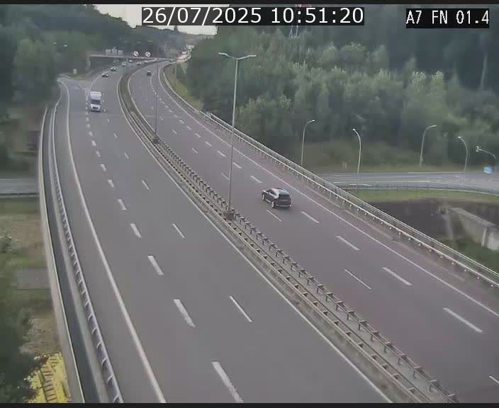 Caméra autoroute Luxembourg A7 - Tunnel Stafelter - direction Echangeur Grünewald