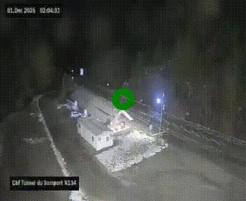 Webcam à l'entrée du tunnel du Somport, côté français, sur la N134, dans les Pyrénées, en direction de l'Espagne, à 1116 mètres d'altitude