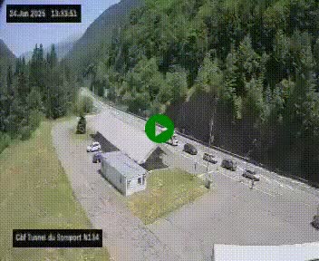 Webcam à l'entrée du tunnel du Somport, côté français, sur la N134, dans les Pyrénées, en direction de l'Espagne, à 1116 mètres d'altitude