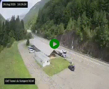 Webcam à l'entrée du tunnel du Somport, côté français, sur la N134, dans les Pyrénées, en direction de l'Espagne, à 1116 mètres d'altitude