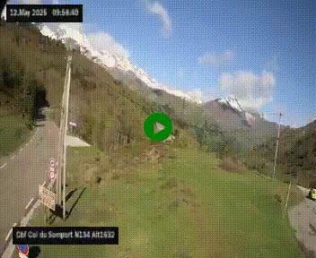 Webcam au col du Somport, côté français, sur la N134, dans les Pyrénées, en direction de l'Espagne, à 1632 mètres d'altitude