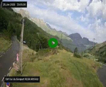 Webcam au col du Somport, côté français, sur la N134, dans les Pyrénées, en direction de l'Espagne, à 1632 mètres d'altitude
