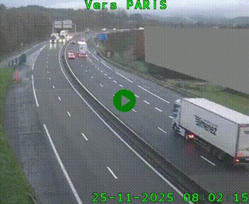 Caméra routière sur l'autoroute A20 à Brive-la-Gaillarde, à la jonction avec l'A89. Vue orientée vers Paris