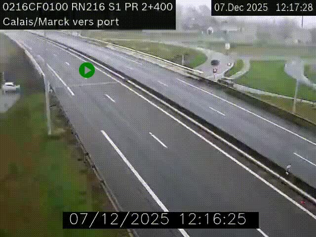 Webcam à Calais sur A216 (N216) en direction du port (harbour) de Calais.