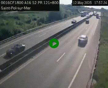 Webcam autoroute A16 à proximité de Dunkerque, à hauteur de la sortie Saint-Pol-sur-Mer. Vue orientée vers Calais