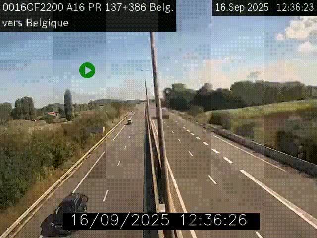 Webcam à la frontière franco-belge au niveau de Bray-Dunes/De-Panne sur l'autoroute A16. Vue orientée vers la Belgique