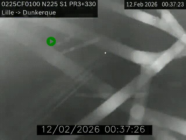 Webcam autoroute A25 (N225) à hauteur de Bergues (Bierne). Vue orientée vers Dunkerque.