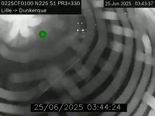 Webcam autoroute A25 (N225) à hauteur de Bergues (Bierne). Vue orientée vers Dunkerque.