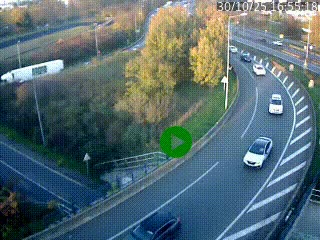 Caméra autoroute à la jonction entre l'A7 et la D301 (Boulevard urbain Sud de Lyon) à Feyzin, au sud de Lyon. Vue orientée vers Mions