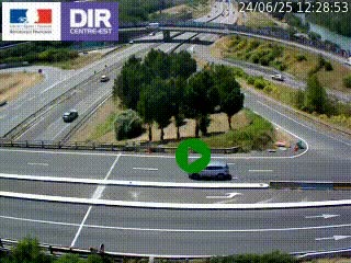 Webcam traffic à Grenoble-sud sur l'autoroute A480. Vue orientée vers l'entrée et la sortie de Grenoble