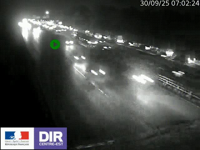 Caméra trafic à la jonction entre l'A46 (Rocade-est de Lyon) et l'A42 à hauteur de Vault-en-Velin en direction de Marseille