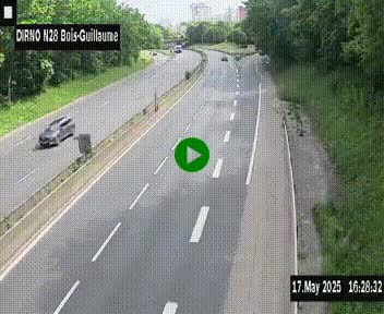 Webcam routière à hauteur de Bois-Guillaume en périphérie de Rouen. Vue orientée vers Rouen