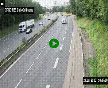 Webcam routière à hauteur de Bois-Guillaume en périphérie de Rouen. Vue orientée vers Rouen