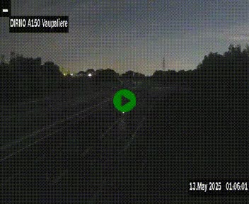 Webcam autoroute A150 à hauteur de La Vaupalière en périphérie de Rouen. Vue orientée vers Rouen
