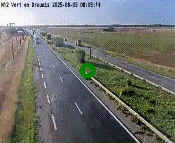 Webcam à hauteur de Vert-en-Drouais sur la N12, en périphérie de Dreux. Vue orientée vers Alençon