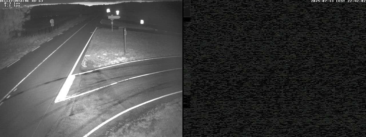 Webcam à Bellefontaine dans les Vosges à 552 mètres d'altitude sur la D63, à la jonction avec la D20A