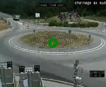 Webcam au nord d'Ax-les-Thermes au niveau de l'aire de chaînage de la N20. Vue orientée vers les Pyrénées, en direction de Pas de la Case