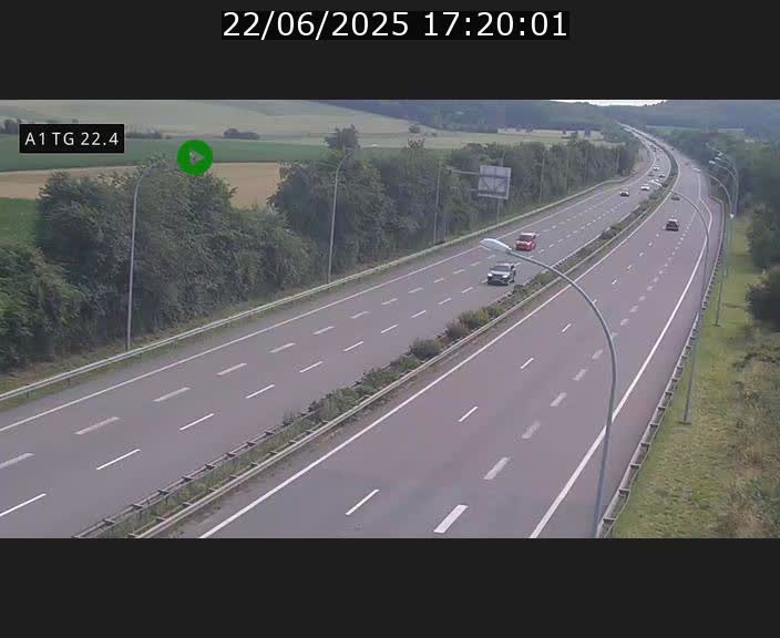 Traffic live webcam Luxembourg Flaxweiler - A1 direction Luxembourg - BK 22.4