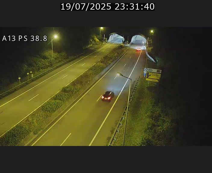 Webcam autoroute A13 à l'entrée ouest du tunnel Markusbierg à Schengen. Vue orientée vers Mondorf-les-Bains