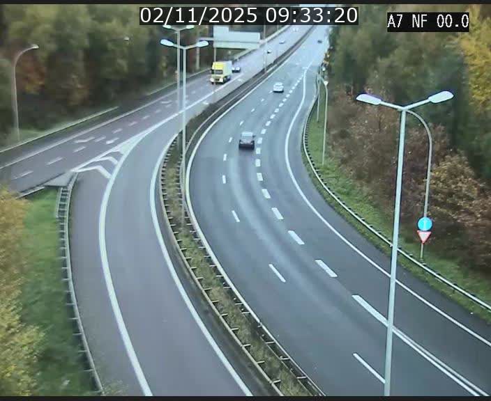 Caméra autoroute Luxembourg A7 - Echangeur A1/A7 Grünewald direction Tunnel Stafelter