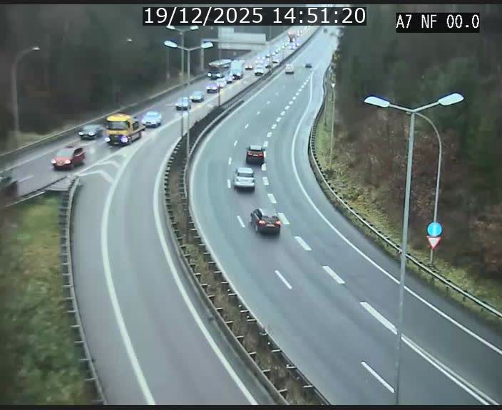 Caméra autoroute Luxembourg A7 - Echangeur A1/A7 Grünewald direction Tunnel Stafelter
