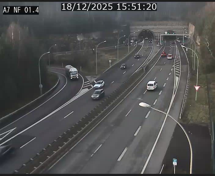 Caméra autoroute Luxembourg A7 - Echangeur Waldhaff - direction Tunnel Stafelter