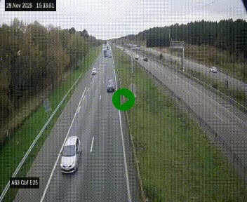Webcam autoroute A63 en périphérie de Bordeaux au sud-est de la ville, en provenance du bassin d'Arcachon. Vue orientée vers Bordeaux