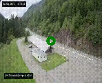 Webcam à l'entrée du tunnel du Somport, côté français, sur la N134, dans les Pyrénées, en direction de l'Espagne, à 1116 mètres d'altitude