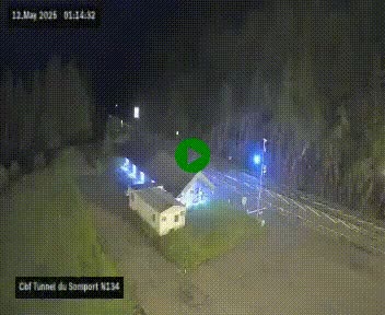 Webcam à l'entrée du tunnel du Somport, côté français, sur la N134, dans les Pyrénées, en direction de l'Espagne, à 1116 mètres d'altitude