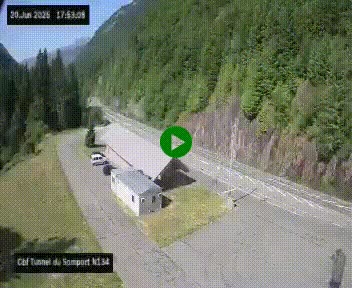 Webcam à l'entrée du tunnel du Somport, côté français, sur la N134, dans les Pyrénées, en direction de l'Espagne, à 1116 mètres d'altitude