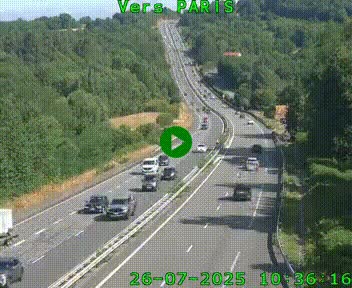Caméra routière sur l'autoroute A20 à Bessines-sur-Gartempe. Vue orientée vers Paris