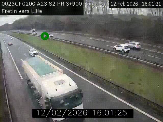 Webcam autoroute A23 à hauteur de Fretin. Vue orientée vers Lille