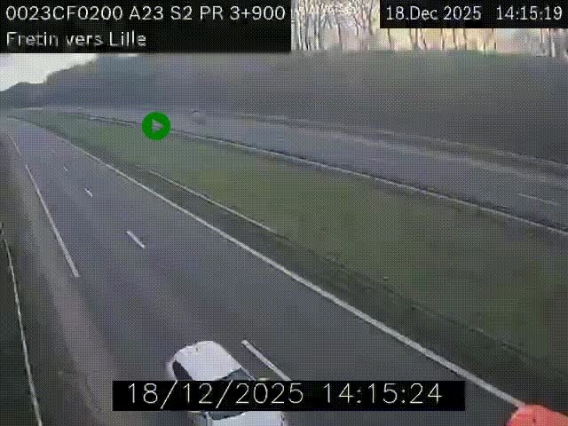 Webcam autoroute A23 à hauteur de Fretin. Vue orientée vers Lille
