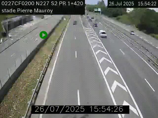 Webcam à hauteur du Stade Pierre Mauroy à Villeneuve d'Ascq sur la N227. Vue orientée vers Mons-en-Baroeul