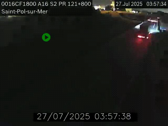 Webcam autoroute A16 à proximité de Dunkerque, à hauteur de la sortie Saint-Pol-sur-Mer. Vue orientée vers Calais