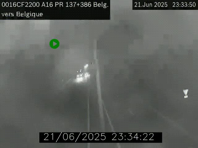 Webcam à la frontière franco-belge au niveau de Bray-Dunes/De-Panne sur l'autoroute A16. Vue orientée vers la Belgique