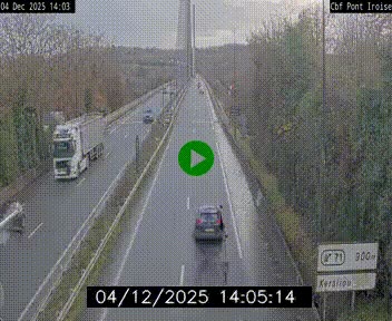 Webcam sur la N165 après le Pont de l'Iroise, à l'entrée de Brest