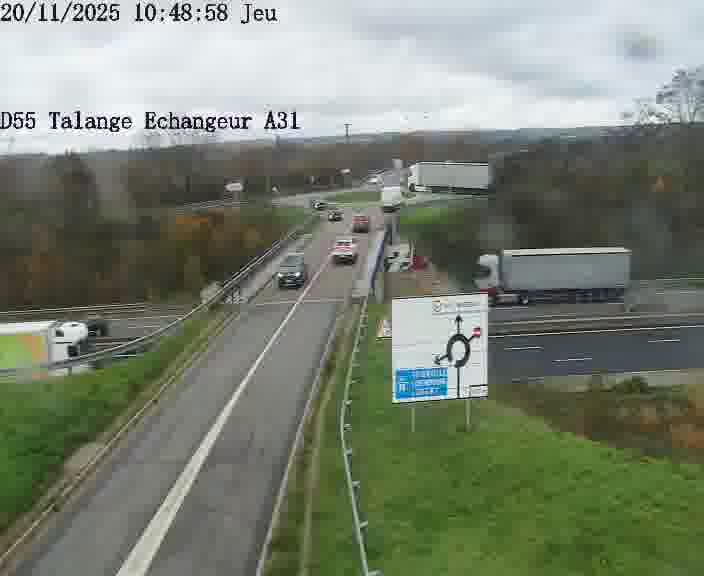 Webcam sur la D55 à Talange au niveau du pont surplombant l'A31 (sens droite-gauche vers Luxembourg). Vue orientée vers Ay-sur-Moselle.
