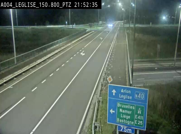 Webcam au-dessus de l'E411 sur la N40. Vue orientée vers Léglise en provenance de Neufchâteau